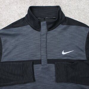 Nike Golf Sweatshirt Mens Large Black Standard Fit Dri-Fit 1/4 Zip Long Sleeve